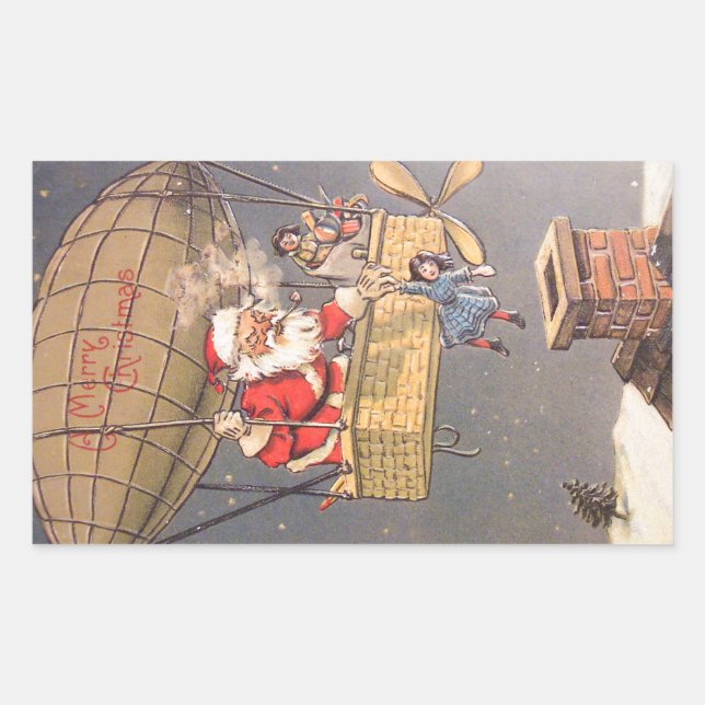 Adesivo Retangular Vintage Sticker Santa Claus (Frente)