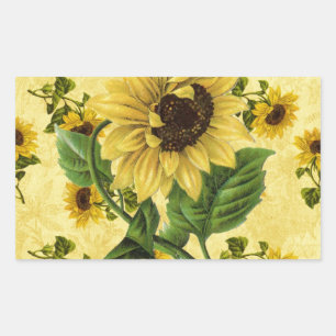 Adesivo Retangular Vintage Sunflower