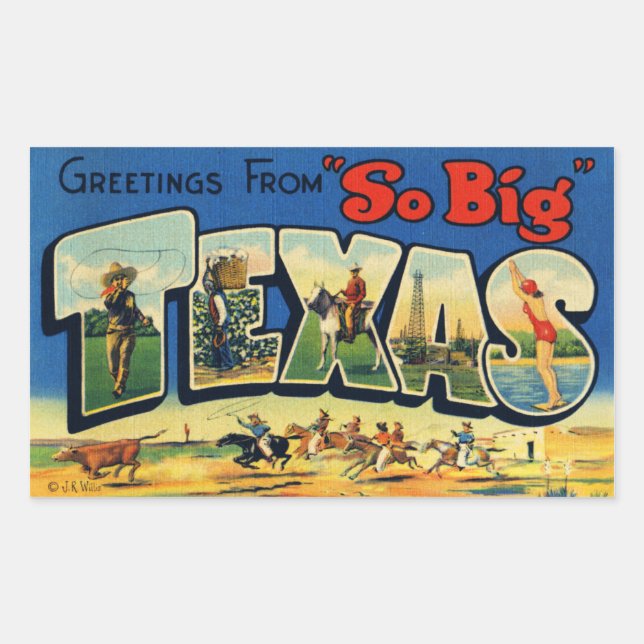 Adesivo Retangular Vintage Texas Sticker (Frente)