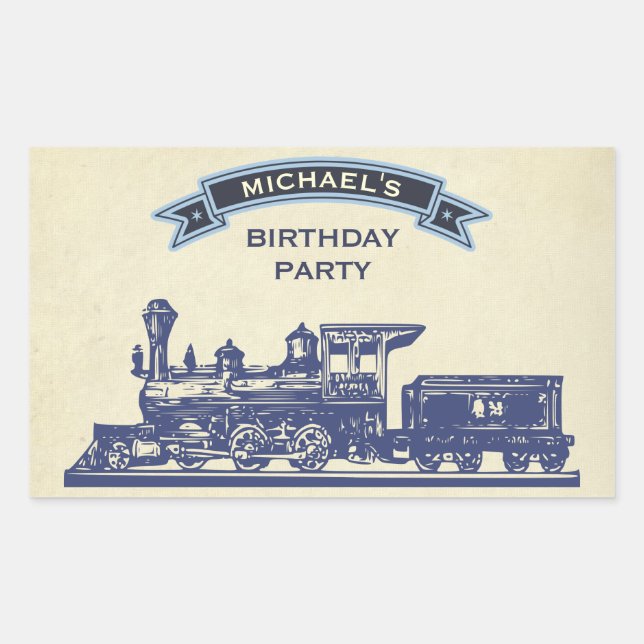 Adesivo Retangular Vintage Train Party Favor Sticker (Frente)