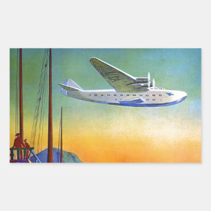Adesivo Retangular Vintage Transpacfic Air Viagem