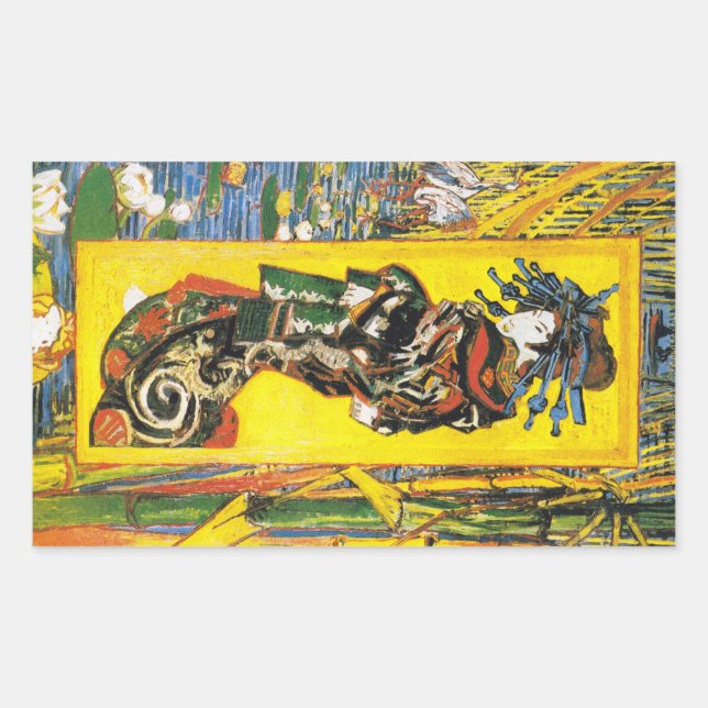 Adesivo Retangular Vintage Van Gogh Geisha 1887 (Frente)
