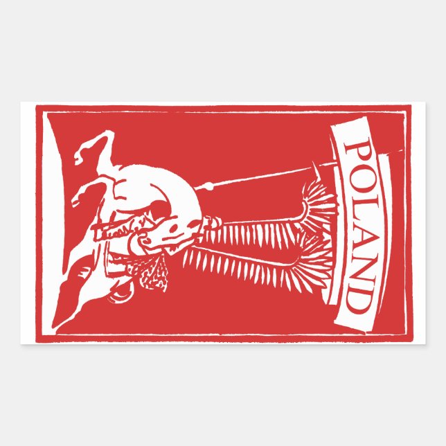 Adesivo Retangular Vintage Winged Hussar polonês (Frente)