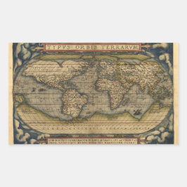 Adesivo Retangular Vintage World Map Atlas Design histórico