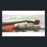 Adesivo Retangular Violin Christmas Music<br><div class="desc">Violin Design de Natal - Feliz Natal!</div>