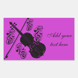 Adesivo Retangular Violino, love_ de balanço