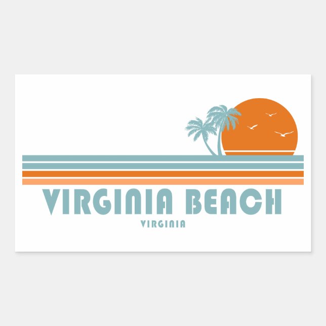 Adesivo Retangular Virginia Beach Virgínia Palmeiras Sol (Frente)