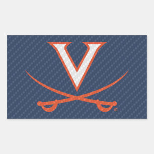 Adesivo Retangular Virginia Cavaliers Fibra de Carbono