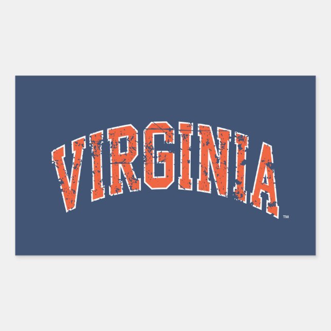 Adesivo Retangular Virginia Wordmark Distress (Frente)