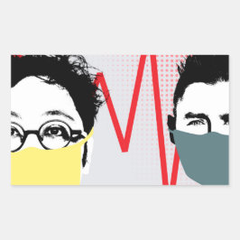 ADESIVO RETANGULAR VÍRUS DA CORONA MÁSCARA DE ROSTO