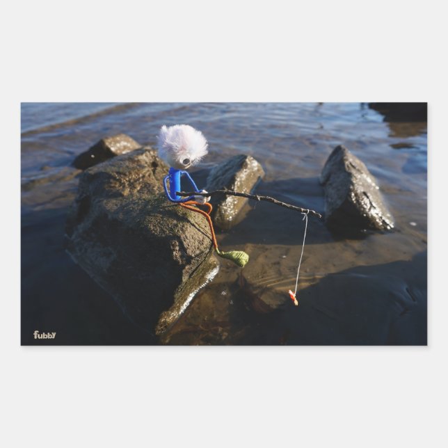 Adesivo Retangular Vissende Fubby op een steen. (Frente)