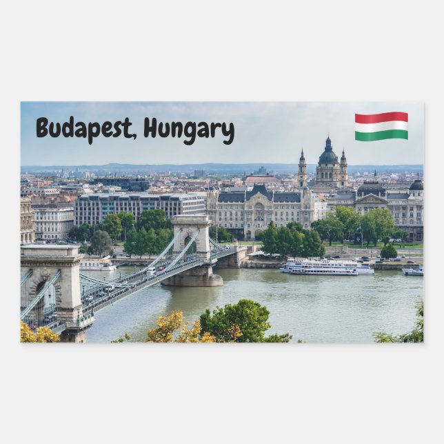 Adesivo Retangular Vista aérea da Ponte das Correntes em Budapeste, H (Frente)