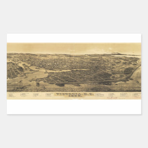 Adesivo Retangular Vista aérea de Victoria, B.C., Canadá (1889)