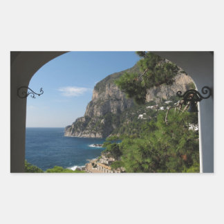 Adesivo Retangular Vista em direção aos penhascos na ilha de Capri
