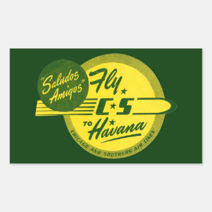 Adesivo Retangular Voo Vintage para Havana