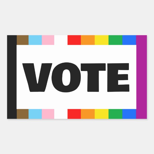 Adesivo Retangular Votar pelos direitos LGBTQ+ (Frente)