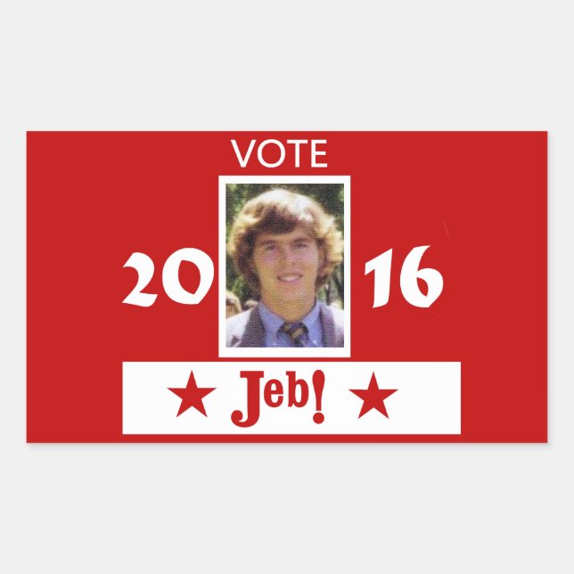 Adesivo Retangular Vote em Young Jeb em 2016 (Frente)