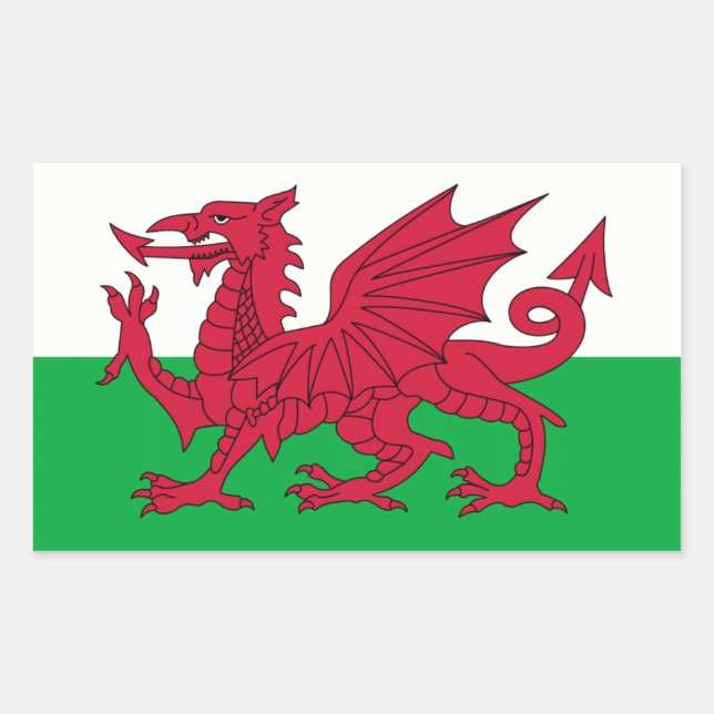 Adesivo Retangular Wales/Welsh Flag - Reino Unido (Frente)