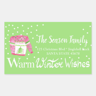 Adesivo Retangular Warm Winter Deseja o endereço do Sweet de Natal