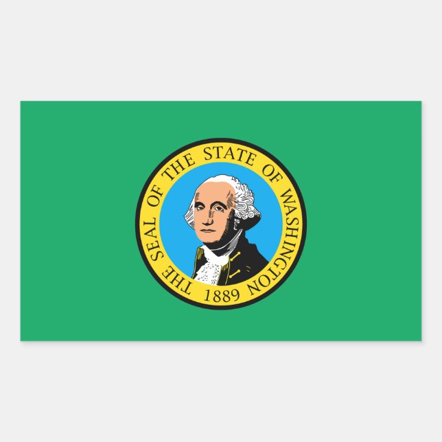 Adesivo Retangular Washington Flag (Frente)