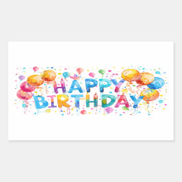 Adesivo Retangular Watercolor Happy Birth