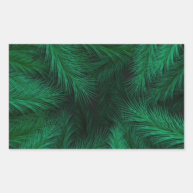 Adesivo Retangular Watercolor pine branches pattern on black backgrou (Frente)