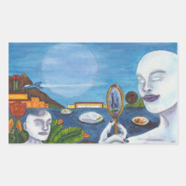 Adesivo Retangular Watercolor Science Fiction Worlds Landscape Jet