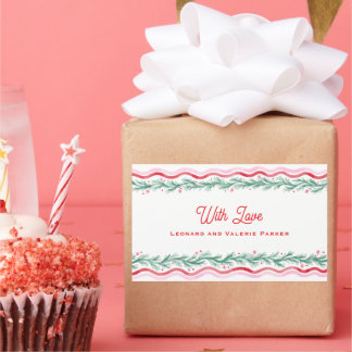 Adesivo Retangular Watercolor Wavy Holiday Garland Frame