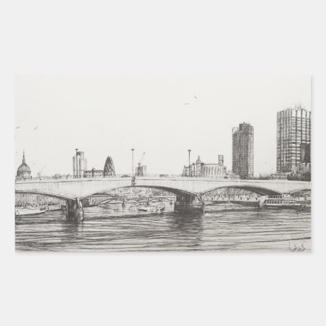 Adesivo Retangular Waterloo Bridge London. 10/03/2006 (Frente)
