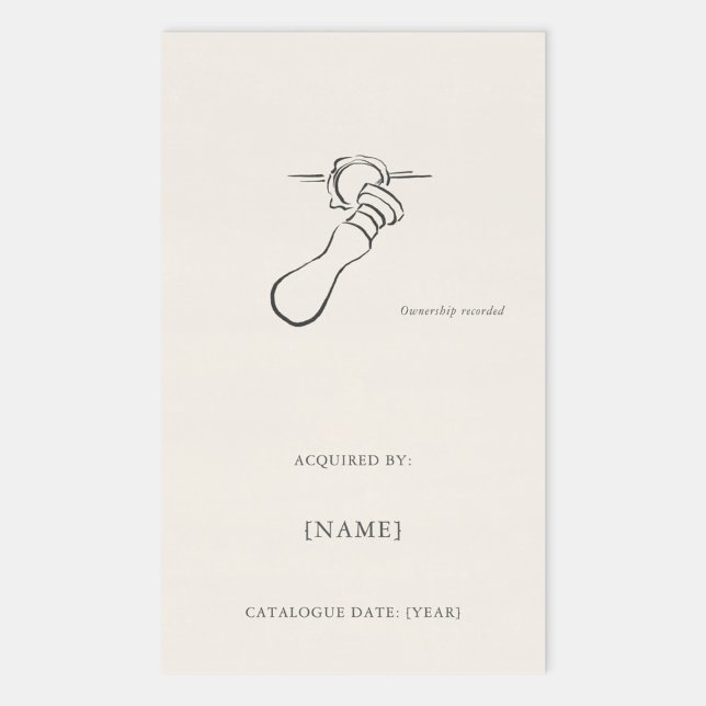 Adesivo Retangular Wax Stamp Ex Libris Bookplate -Library Label  (Criador carregado)