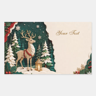 Adesivo Retangular Weihnachtlicher Rentier Wald Rahmen