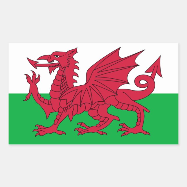 Adesivo Retangular Welsh Flag, Flag, Flag of Wales (Frente)