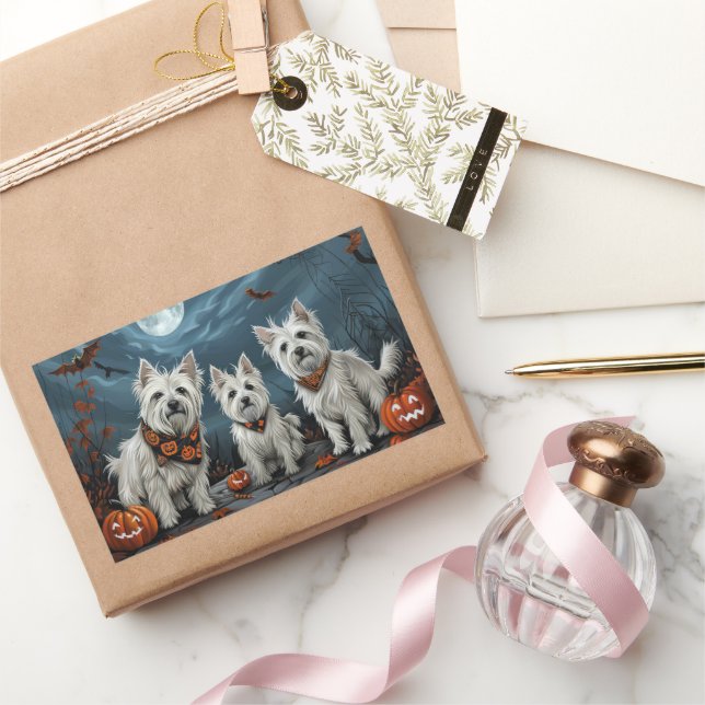 Adesivo Retangular West Highland Halloween Spooky (Presentear)