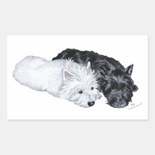 Adesivo Retangular Westie & Scottie à Vontade