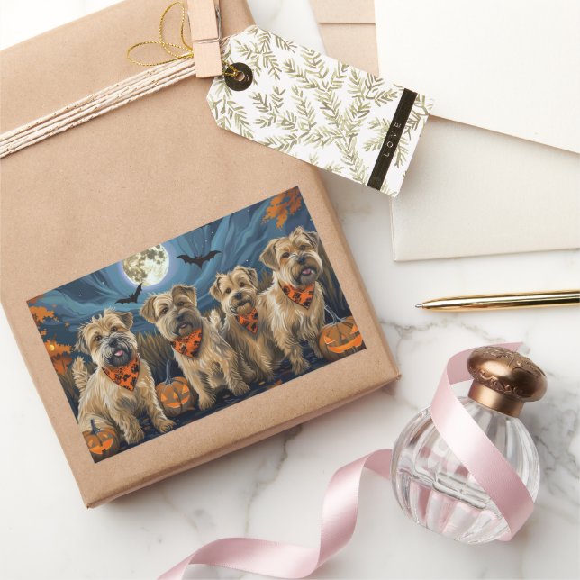 Adesivo Retangular Wheaten Terrier Halloween Assustador (Presentear)