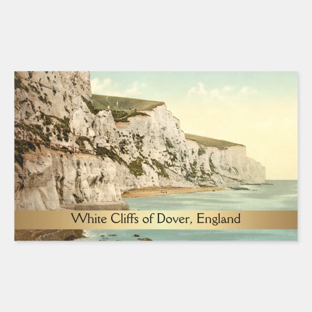 Adesivo Retangular White Cliff of Dover, Kent, Inglaterra (Frente)