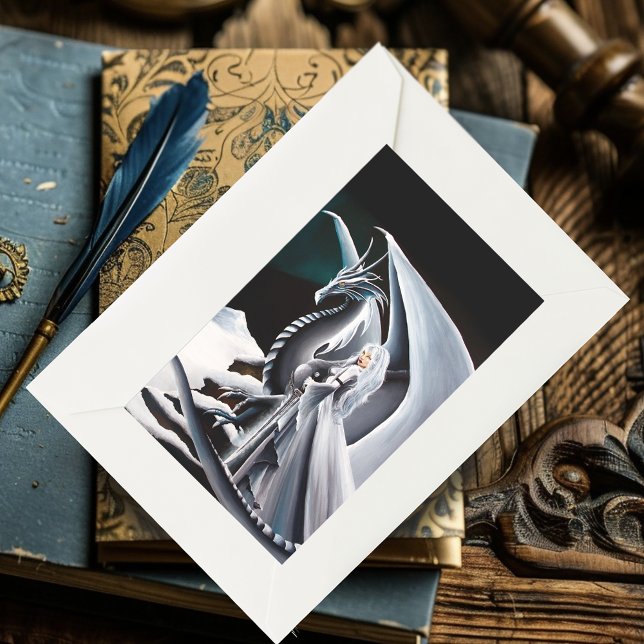 Adesivo Retangular White Dragon Woman Fantasy Auroras (Criador carregado)