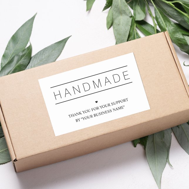 Adesivo Retangular White Minimalist Handmade Artisan Gratitude (Artisan Gratitude: White Minimalist Sticker for Small Handmade Businesses Sticker.)
