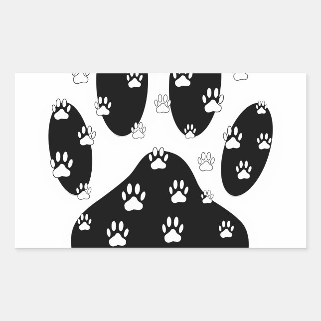 Adesivo Retangular White Paws Na Impressão Da Pata Preta (Frente)