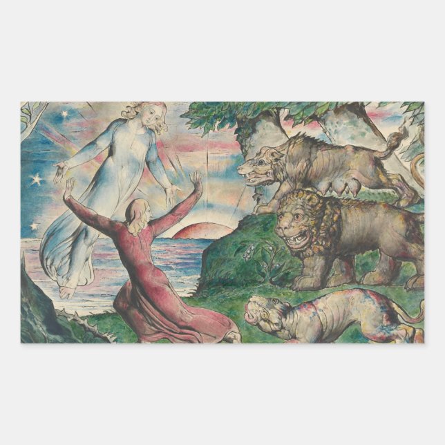 Adesivo Retangular William Blake -Dante Running das três bestas (Frente)