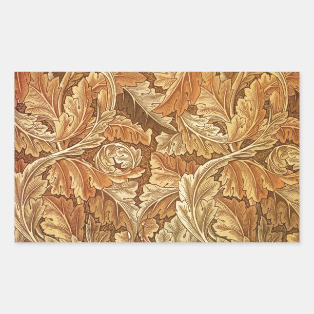 Adesivo Retangular William Morris Acanthus Marrom Folhas de Outono (Frente)