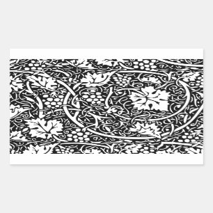 Adesivo Retangular William Morris Black White Grape Vine