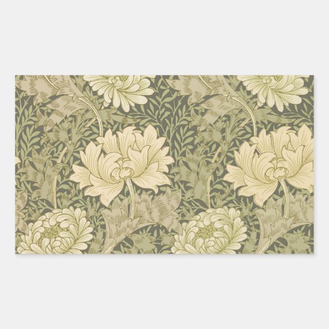 Adesivo Retangular William Morris Chrysanthemum Sage Flower (Frente)