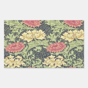 Adesivo Retangular William Morris Chrysanthemum Vintage Arte Floral