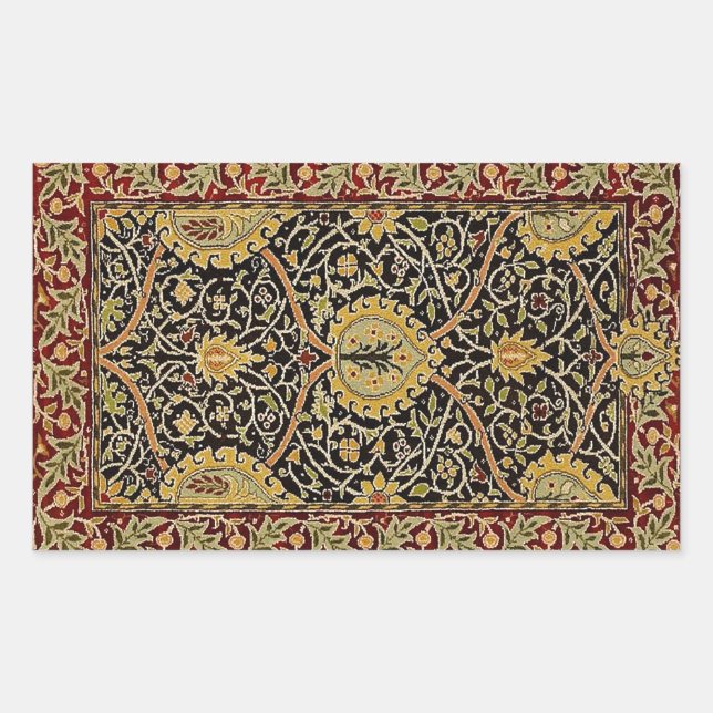 Adesivo Retangular William Morris Classic Carpet Art Impressão Design (Frente)