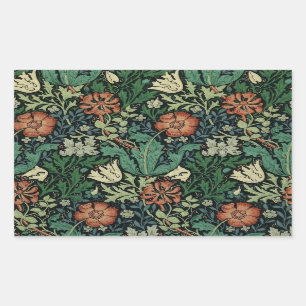 Adesivo Retangular William Morris Compton Floral Art Nouveau Pattern