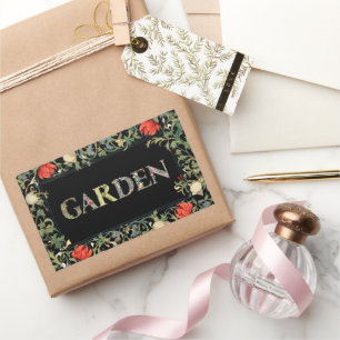 Adesivo Retangular William Morris Floral Garden Motto e Quadro