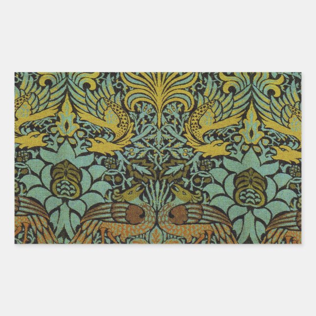 Adesivo Retangular William Morris Peacock Dragon Wallpaper (Frente)