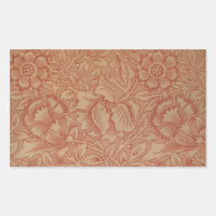 Adesivo Retangular William Morris Pink e Poppy Textile Patterno