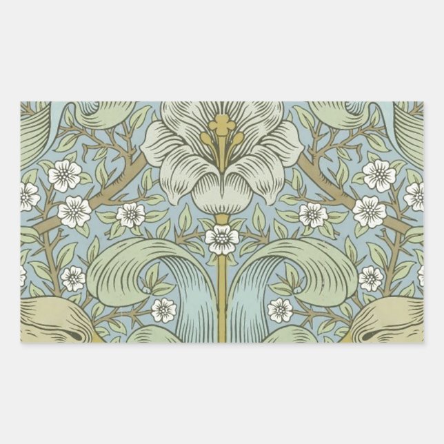 Adesivo Retangular William Morris Primavera Thicket: Floral Antiquado (Frente)